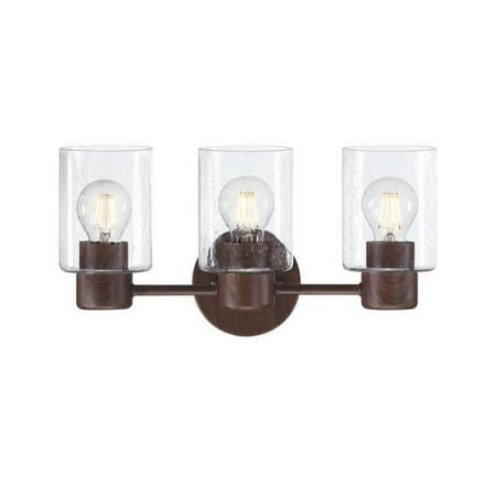 

Westinghouse Lighting 6126500 Sylvestre Three Light Wall Fixture with Clear Seeded Glass Walnut