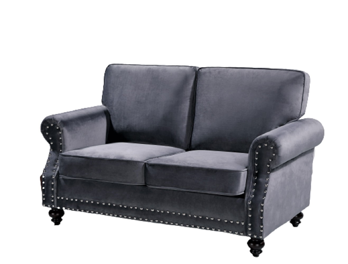 Uspridefurniture Fegley 61.42'' Velvet Rolled Arm Loveseat,Gray