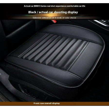 1pcs Edge Wrapping Comfortable Car Front Seat Cover Cushion Pad Mat Protector, Anti-Slip Bottom Seat Cushion Cover for Auto with PU Leather(Black)