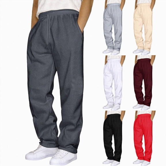 Men's Casual Pants Cotton Twill Elastic Drawstring Waist Tapered Chino Pants with Pockets Mens Athletic Gym Cargo Pants ,S-Black