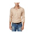 thumbnail image 1 of Tommy Hilfiger Mens Herringbone Button Up Shirt, Brown, Small, 1 of 1