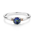 thumbnail image 2 of Gem Stone King 925 Sterling Silver and 10K Rose Gold Blue Mystic Topaz Solitaire Engagement Ring for Women (0.50 Cttw, Gemstone, Round 5MM, Available in Size 5, 6, 7, 8, 9), 2 of 4