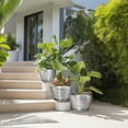 thumbnail image 2 of Flower Pots Set of 3, 6/8/10 inch Round Ceramic Planter with Drainage, Modern Pots for Indoor Plants for Succulents & Office Decor, Slivery, 2 of 8