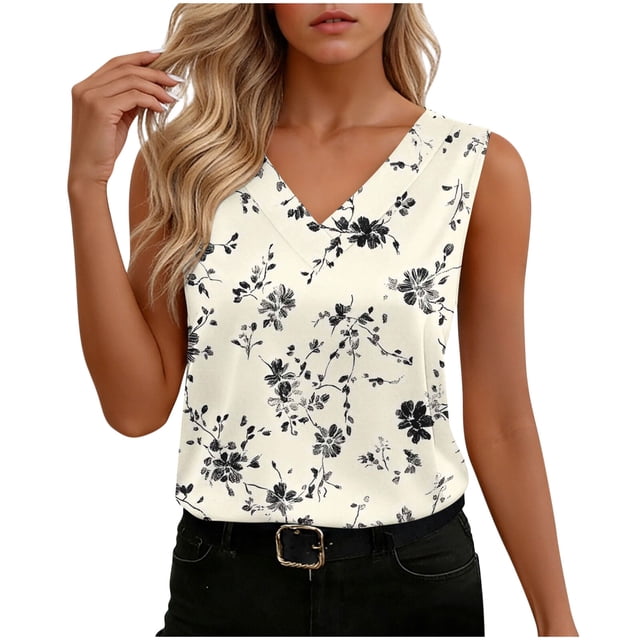 TaTaai Printed Satin Women Tank Top V Neck Sleeveless Silk-like Soft Non See-through Machine Washable No Fading Lightweight Casual Fashion Daily Wear Top Gift