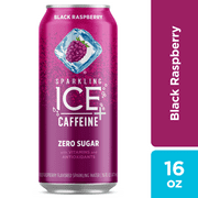 Sparkling Ice +Caffeine Naturally Flavored Sparkling Water, Black Raspberry 16 Fl Oz