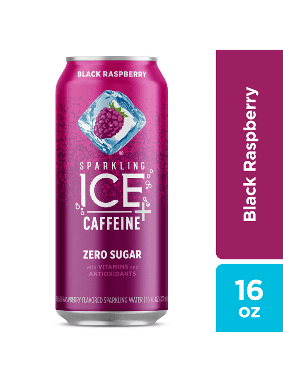 Sparkling Ice +Caffeine Naturally Flavored Sparkling Water, Black Raspberry 16 Fl Oz