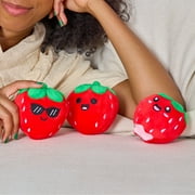 Emotional Support Pals Strawberries, 5 Strawberry Plush Toys with Carrying Basket, Cute Food Plush Gift Set