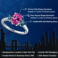 thumbnail image 2 of Gem Stone King 925 Sterling Silver Pink Created Sapphire and Blue Diamond Engagement Ring for Women | 1.54 Cttw | Oval 9X7MM | Gemstone September Birthstone | Size 6, 2 of 6