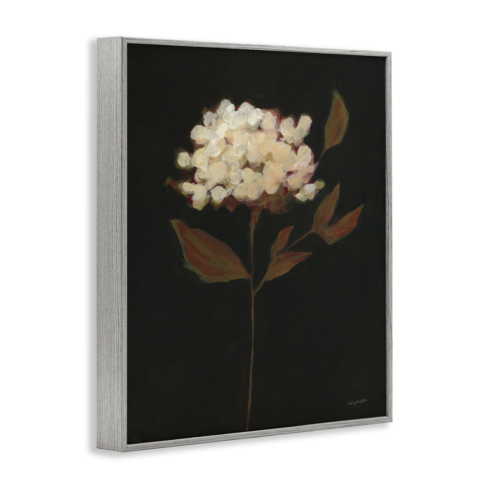 Stupell Industries Dark Fall Flower Botanical & Floral Painting Gray Framed Art Print Wall Art, 16 x 20