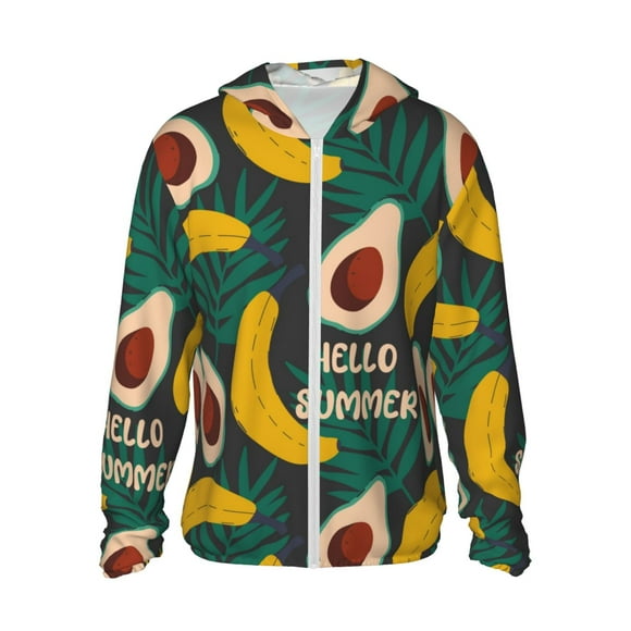 Vsdgher Sweat à Capuche Imprimé Banane et Avocat pour Hommes et Femmes, Protection Solaire à Manches Longues pour la Pêche et la Course - Très Grand