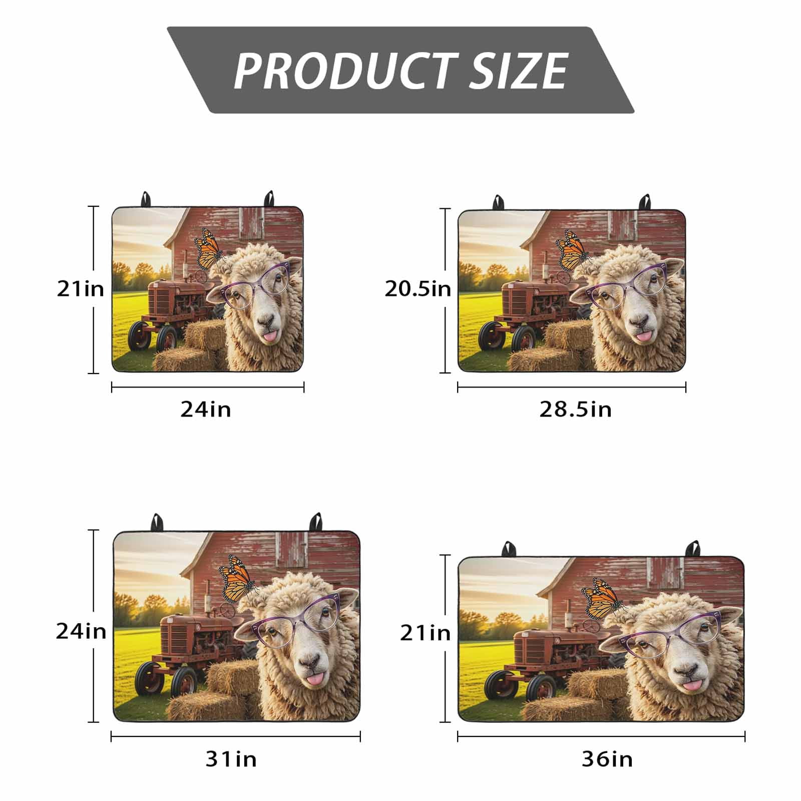 Farm Sheep Stove Top Cover for Electric Stove, Heat-proof & Non Slip Glass Top Stove Cover Protector, Farmhouse Barn Funny Animals Butterfly Kitchen Flat Cooktop Rubber Mat 24x21 Inches