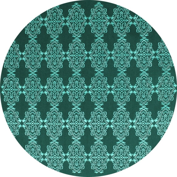Ahgly Company Indoor Round Abstract Turquoise Blue Contemporary Area Rugs, 6' Round