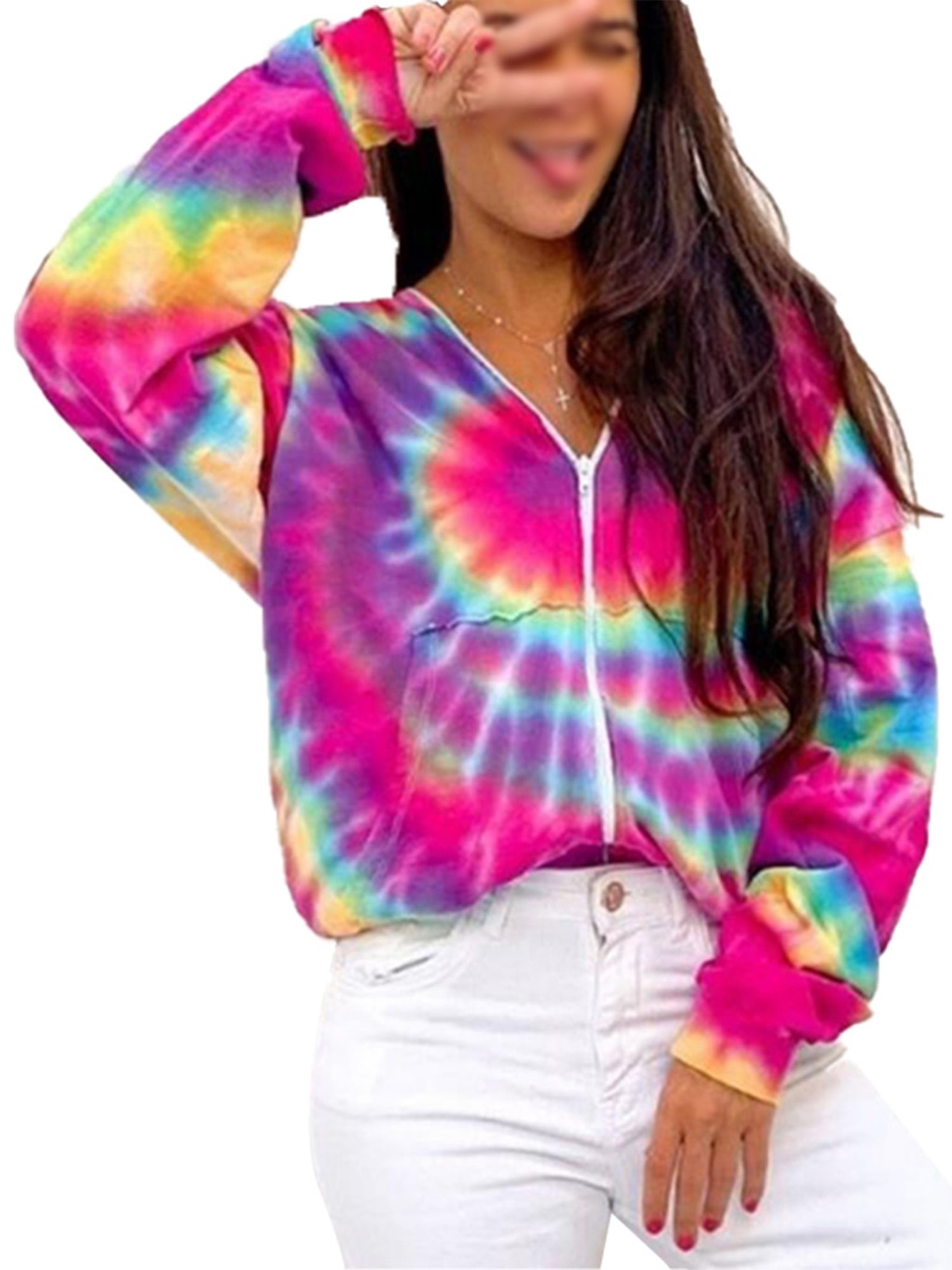 hyfve oversized tie dye print hooded maxi jacket