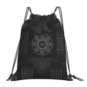 TEQUAN Drawstring Backpack Sports Gym Sackpack, Mystic Viking Gothic Runes Prints Polyester Water Resistant String Bag for Women Men