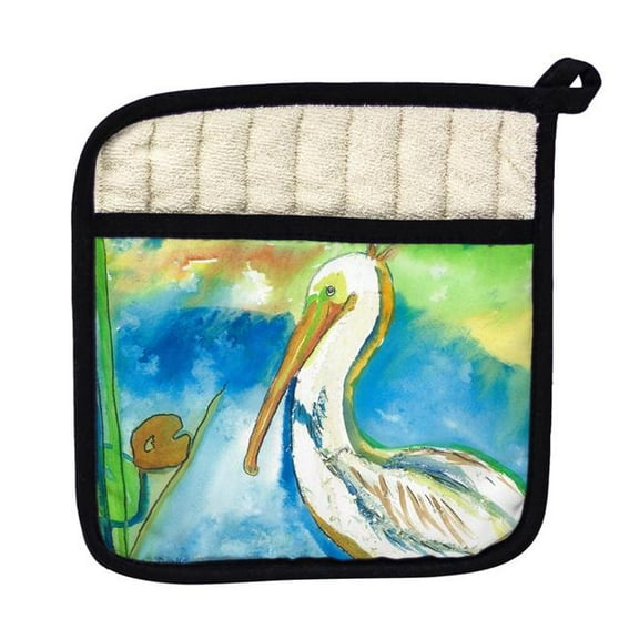 Betsy Drake PT047 White Pelican Pot Holder