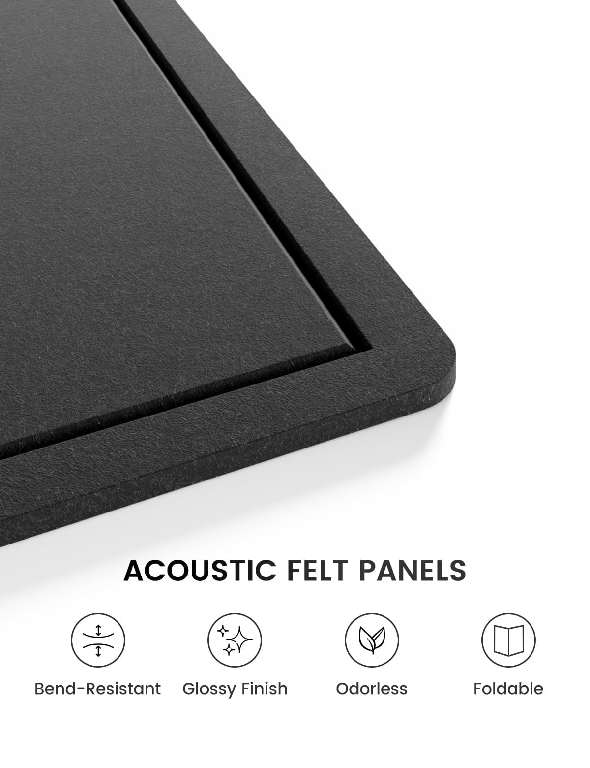 Bulletin Board  23.6" X 17.5" Cork Alternative With 12 Safe Removable Adhesive Tabs Foldable Felt Pin For Home Office Classroom Bedroom Entryway Walls-black