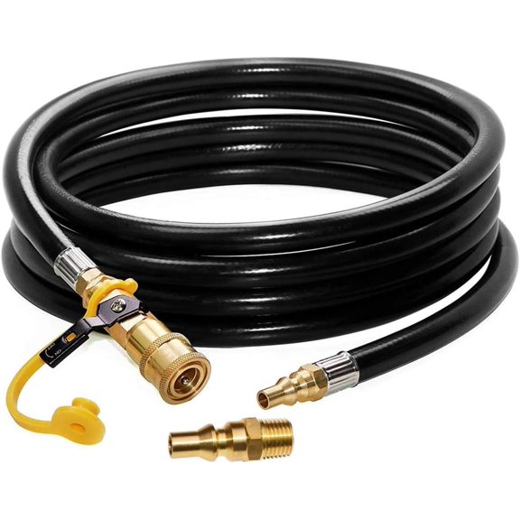 12 FT RV Propane Quick Connect Hose, RV Quick Connect Propane Hose, Quick Disconnect Propane Hose Extension - 1/4 Inch Safety Shutoff Valve & Male Full Flow Plug for LP Gas Low Pressure System
