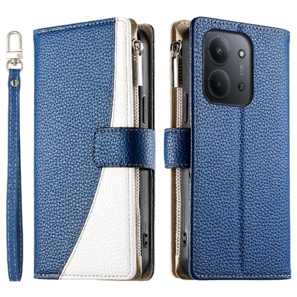Funda cartera GANGXUN para Xiaomi Redmi 15C , cuero PU con tarjetero, cremallera, correa de mano, soporte y protección 754°