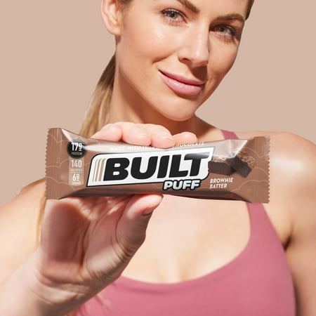 BUILT Puff Protein Bar, Gluten Free, Low Sugar, Brownie Batter, 12 Ct Box