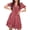 Strawberry, variant on Women's Leopard Print Tie Front Short Sleeve Mini Dress 100% Polyester Lightweight Fabric for Everyday Wear Comfort