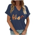 thumbnail image 2 of VKOYWKM Womens Happy Thanksgiving T Shirts V Neck Fall Tops Thanksgiving Pumpkin Graphic Tees Short Sleeve Thankful Blessed T-Shirts Holiday Top Halloween Shirts, 2 of 5