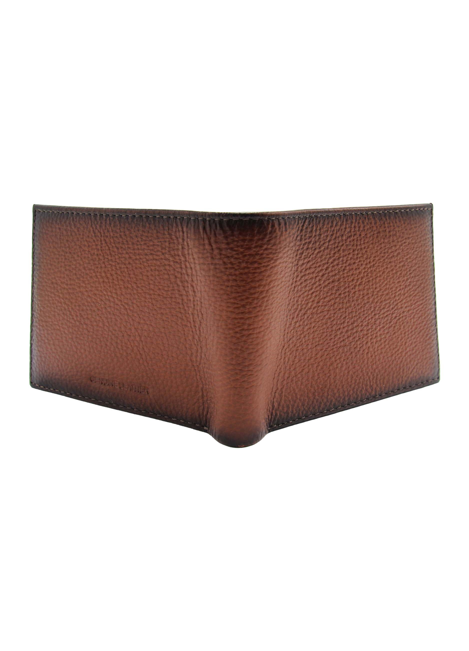 Geroge Milled Leather Passcase Wallet with Burnsihed Edge - Brown