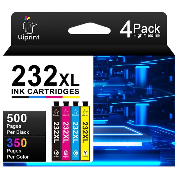 232XL for Epson 232XL Ink Cartridges Combo Pack for Epson Workforce WF-2930 WF-2950 XP-4200 XP-4205 (Black Cyan Magenta Yellow,4 Pack)