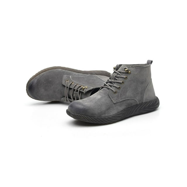 Woobling Mens Work Boots Steel Toe Protection Boot Slip Resistant Safety Shoes Comfort Men Anti-smash Puncture Proof Gray 12