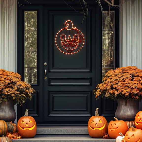 Northlight LED Lighted Jack-O-Lantern 4-Function Halloween Window Decoration - 18"