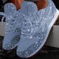 thumbnail image 2 of Mesh Sneakers for Women Glitter Sequin Trendy Tennis Shoes Lace up Nonslip Casual Trainers Walking Shoes Thick Sole Athletic Shoes Blue Size 8, 2 of 4
