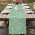 thumbnail image 4 of Ocean Conch Shell Table Runner 72 Inches, Coastal Seahorse Coral Bows Vintage Aqua Bed Runner Dresser Scarves Tabletop for Indoor Outdoor Parties/Ceremony/Banquet, 14" x 72", 4 of 9