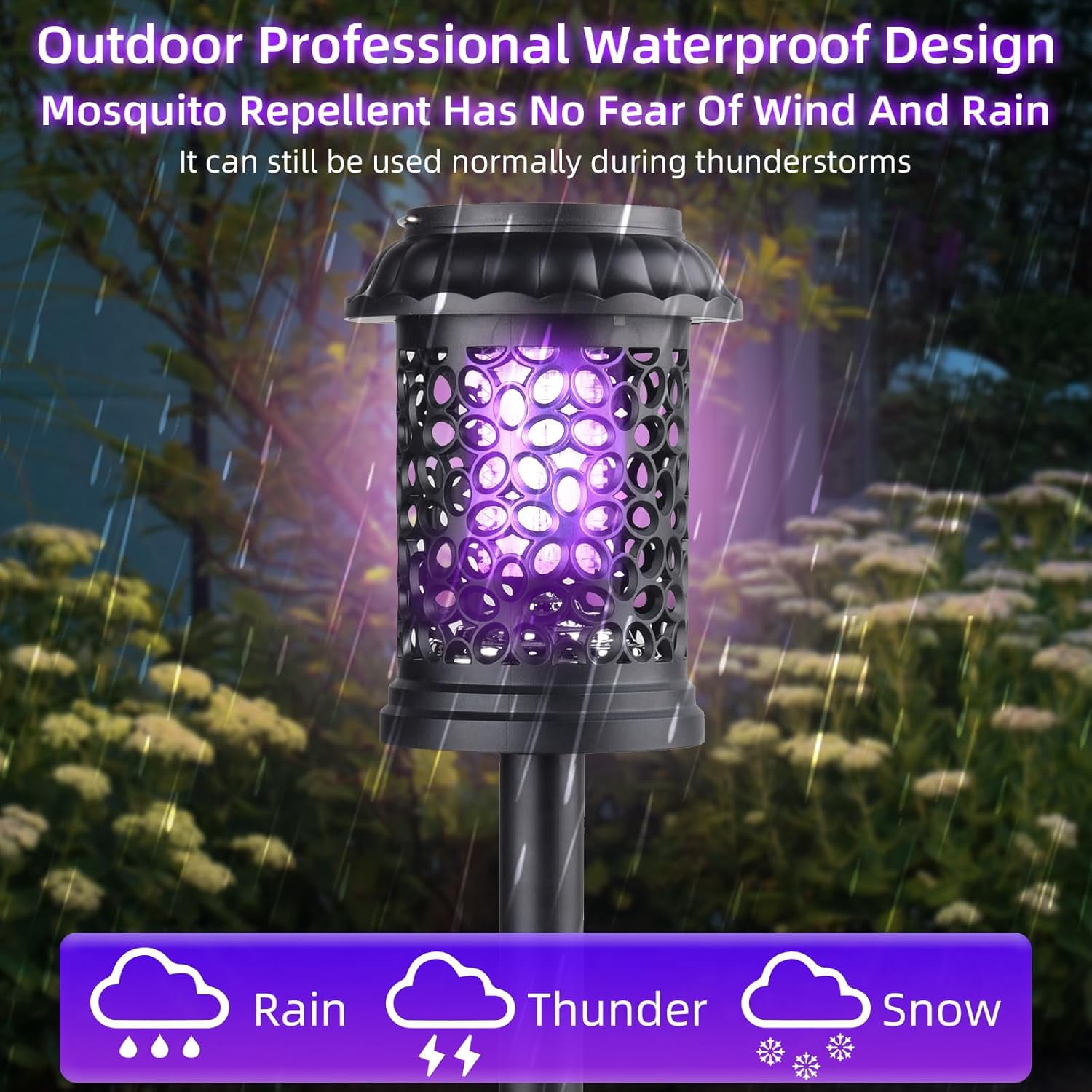 4 Pack Upgraded Solar Bug Zapper in Black, Outdoor Mosquito Repellent for Patio and Garden, Waterproof Insect Killer