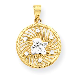 10K Rhodium Plated Yellow Gold & Rhodium Angel Charm
