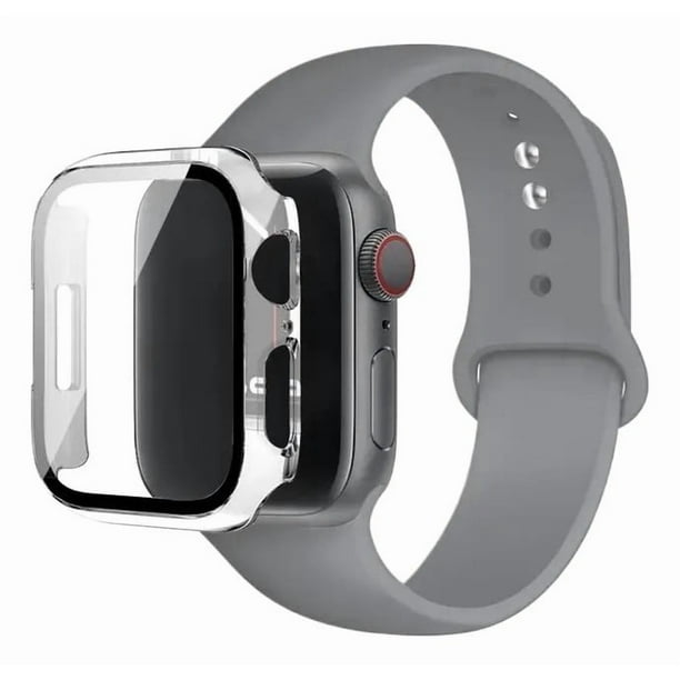 Correa de Silicona con Funda Protectora de Cristal para Apple Watch, Compatible con Todas las Series