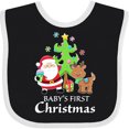 thumbnail image 3 of Inktastic Baby's 1st Christmas with Santa Reindeer and Tree Boys or Girls Baby Bib, 3 of 4