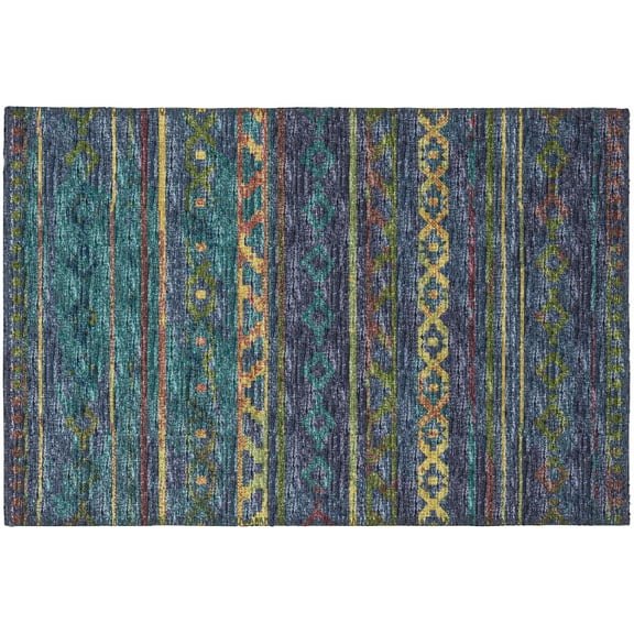 Yuma Indoor/Outdoor Multi-color Bohemian Tribal 1'8" x 2'6" Non-Skid Accent Rug