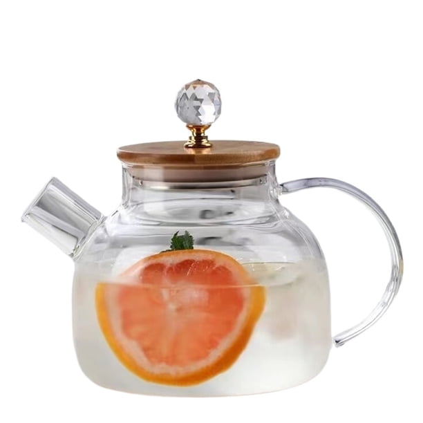 Jarra de agua fría de vidrio transparente con alto contenido de borosilicato, jarra fría for refrigerador, tetera for jugo y té de hierbas