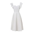 thumbnail image 1 of FcBaudy Robe Sans Manches à Col Rond, Robes d'Été pour Femmes, Robes pour Femmes Mode Féminine Taille Haute Col Manches Robe Ajustée en Dentelle Robe Femme, 1 of 1