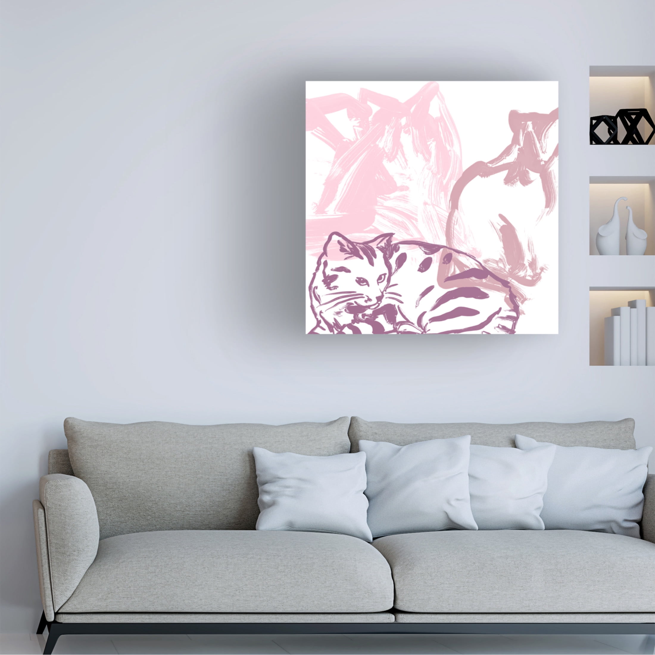 Canvas Wall Art - June Erica Vess 'Paint Box Cats I' Wall Art for Living Room, Bedroom, or Office Décor by Trademark Fine Art - 18 x 18 Inches