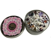 Aquarius Candle, Aquarius Gift, Aromatherapy Candle by Namaste Home, Adorned with Crystals, Rose Petals and Lavender Buds, in Rose   Sandalwood w/ Palo Santo   Cedar, 4 oz., 25 Hour Burn Time.