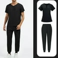 thumbnail image 2 of Garbnen Uniform Women and Man Scrubs Set Unisex Stretch Zipper Short Sleeve Top Scrub Pants Scrubs Sets with Pocket, 2 of 5