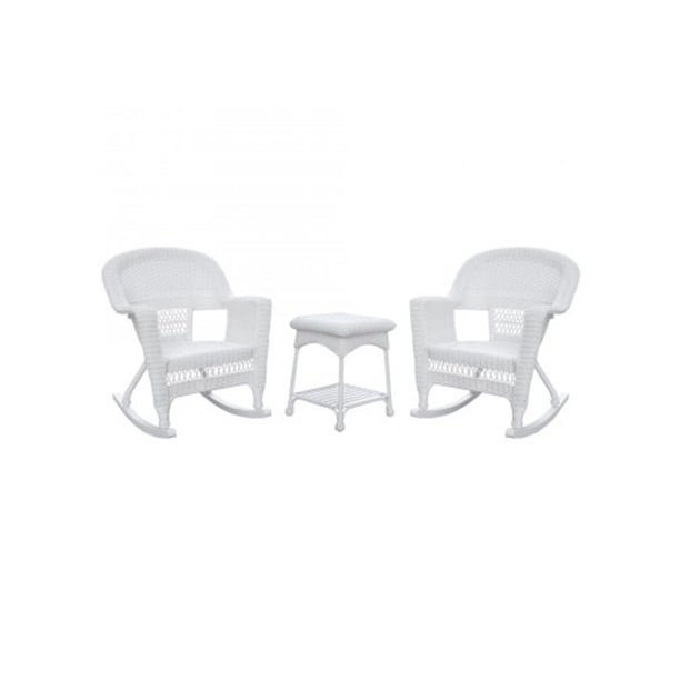 Jeco Resin Wicker High Back Rocking Chair, White