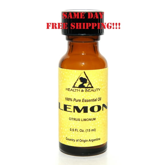 LEMON ESSENTIAL OIL AROMATHERAPY 100% PURE NATURAL GLASS BOTTLE 0.5 OZ, 15 ml