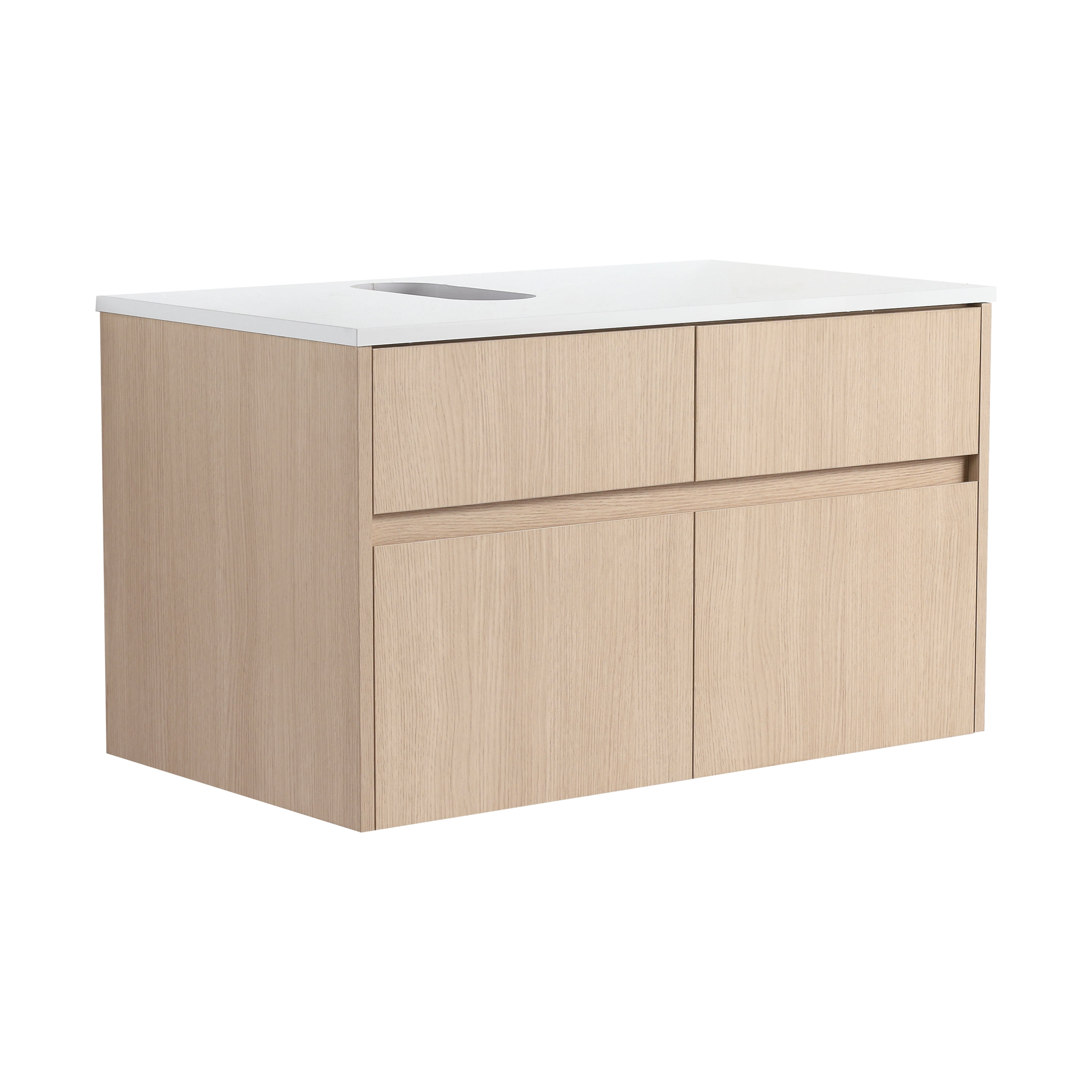 32(31-1/2") Inch Wall-Mounted Bathroom Vanity, 2-Soft Close Doors and 1-Drawer, KD-Packing, Particle Board (Vanity Only, Without Sink)