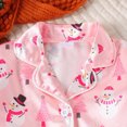 thumbnail image 4 of Enyan Toddler Girl Christmas Clothes Cute Cartoon Print Button Up Shirt Top Pants Set for Loungewear Casualwear, 4 of 5