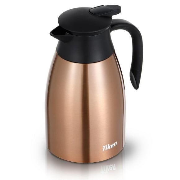 Tiken 51 Oz Thermal Coffee Carafe Stainless Steel Insulated Vacuum Coffee Carafes For Keeping Hot 1.5 Liter Beverage Dispenser (Copper)