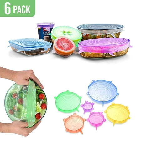Silicone Flexible Lids Multicolor – The Ultimate Stretchable Instalids Silicon Cover Lid to Fit Multiple Containers Sizes and Keep Food Fresh Heat and Freeze, Expandable, Reusable, Durable, (6