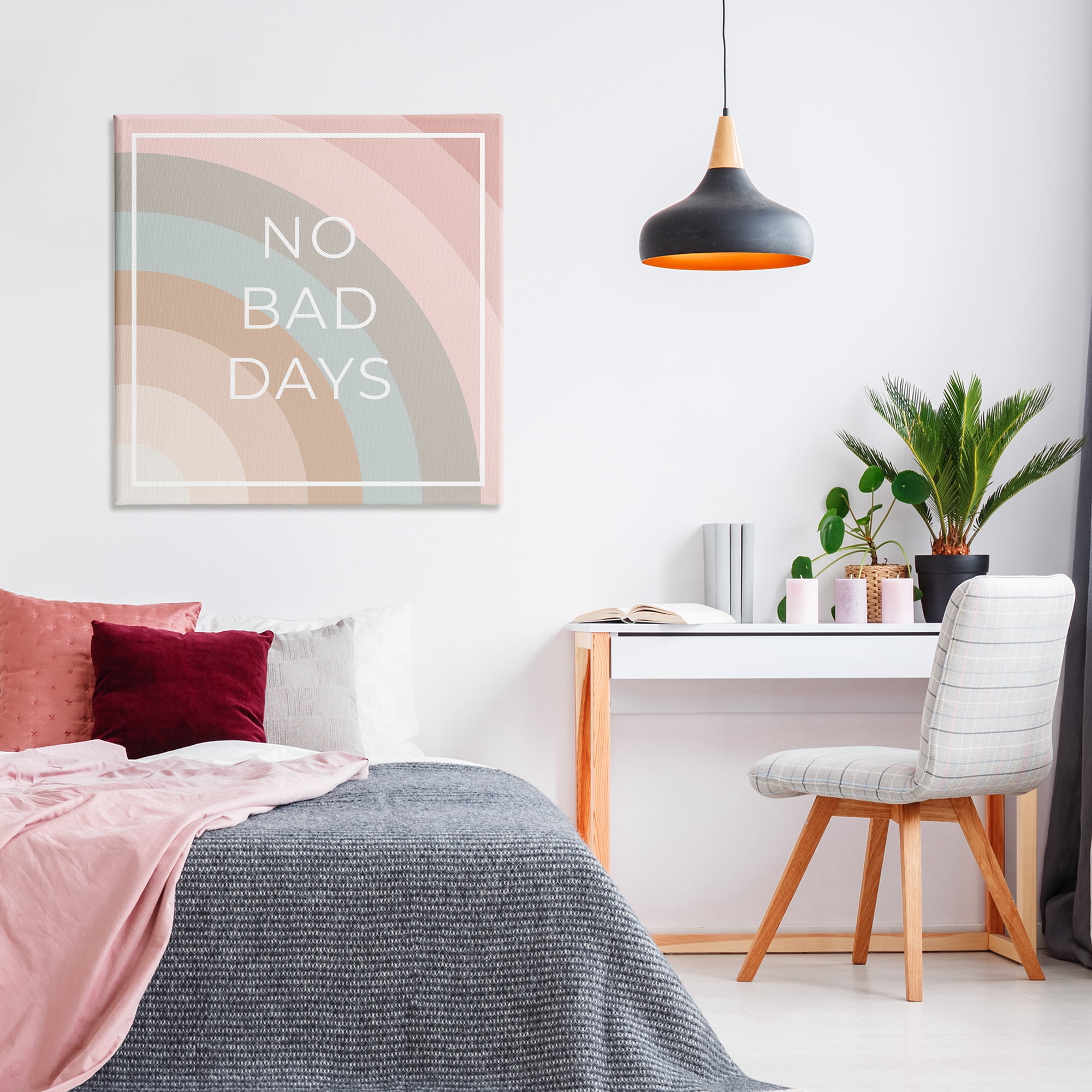 Stupell Industries No Bad Days Rainbow Text & Numbers Painting Wrapped Canvas Art Print Wall Art, 36 x 36