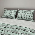 thumbnail image 2 of Cactus Comforter & Sham Bedding Set, Mini Cacti in Pots with Geometric Designs Polka Dots Stripes, 3 pcs Duvet Set Microfiber Filling Quilt, 5 Sizes, Mint Green Charcoal Grey, by Ambesonne, 2 of 4