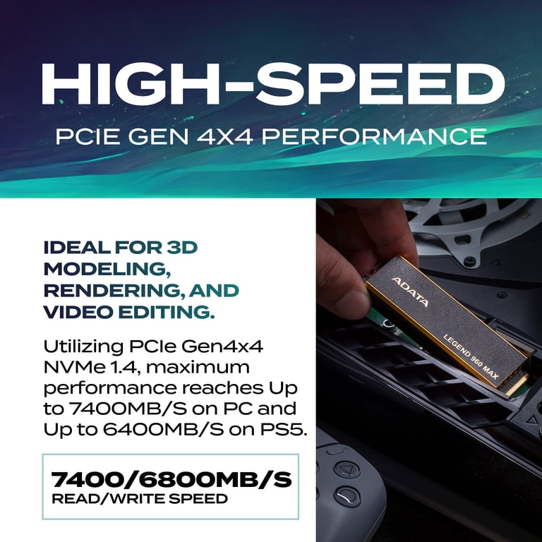 ADATA 4TB SSD Legend 960 Max with Heatsink PCIe Gen4x4 NVMe M.2